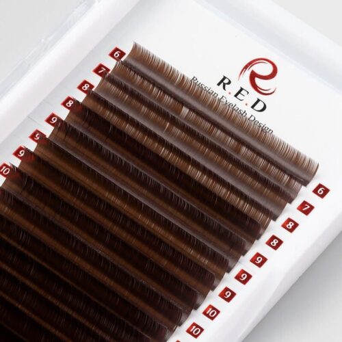 Brown eyelashes RED SMOKEY BROWN (mix), 20 lines