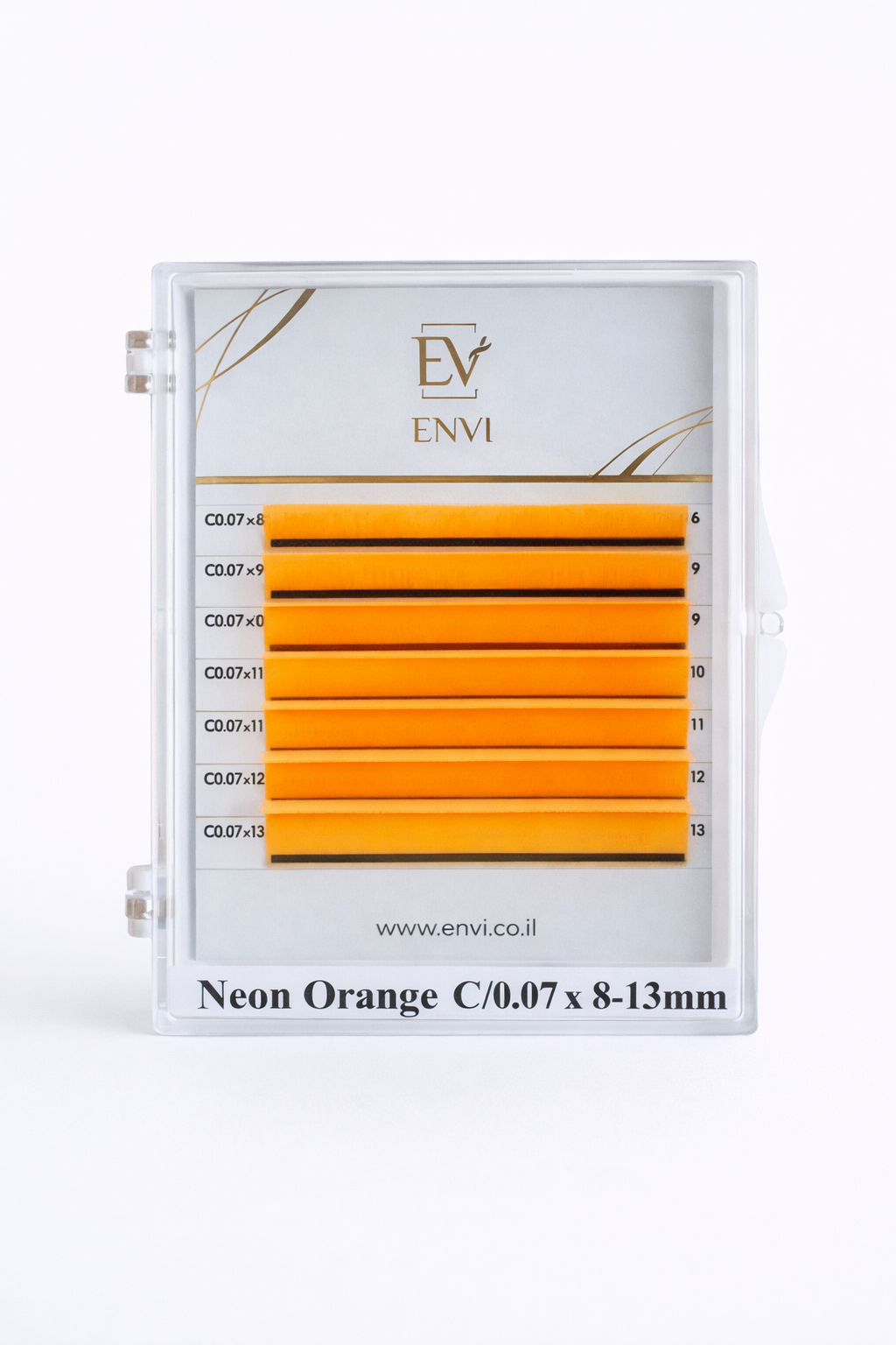 ריסים צבעוניים Envi (מיקס) Neon Orange 6 שורות
