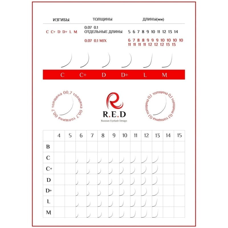 ריסים שחורים RED Legend (מיקס), 20 שורות — изображение 3