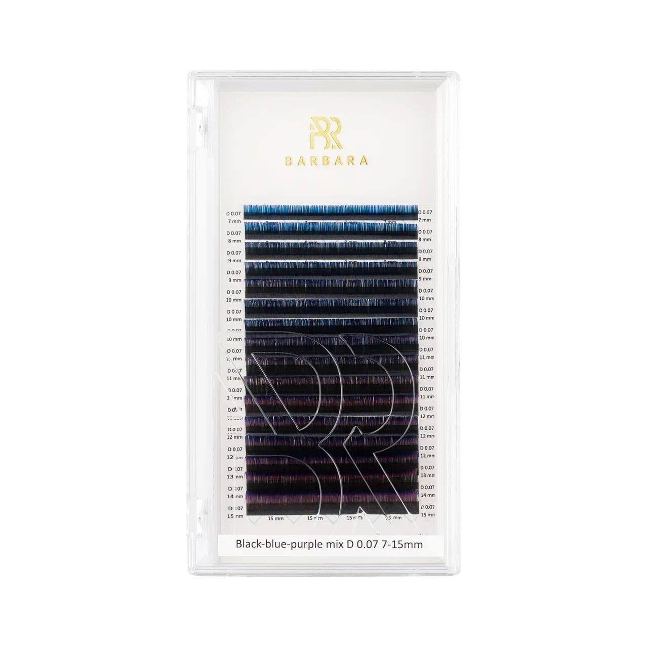 Tricolor eyelashes BARBARA (BLACK-BLUE-VIOLET) MIX