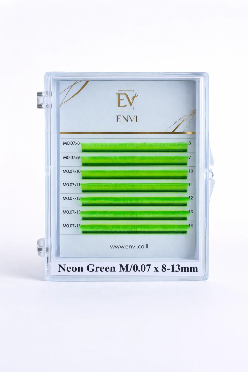 ריסים צבעוניים Envi (מיקס) Neon Green 6 שורות
