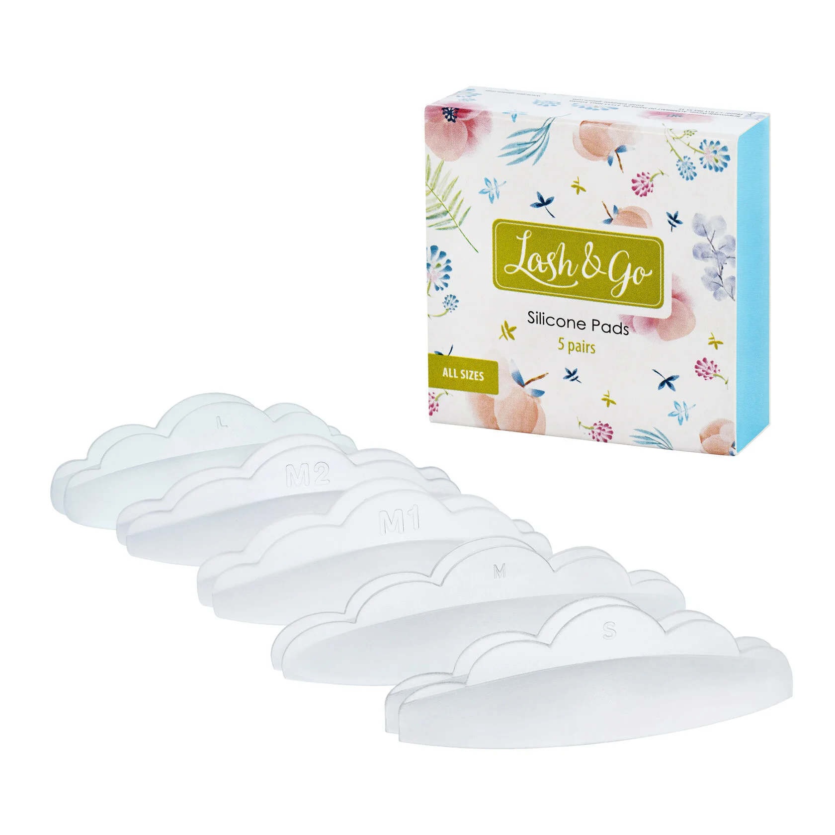 סט רולרים מסיליקון Lash&Go, 5 זוגות, במידות S, M, M1, M2, L