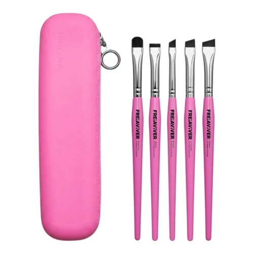 FreiAviver Brush Set for Eyebrows and Eyelashes in Case | Pink