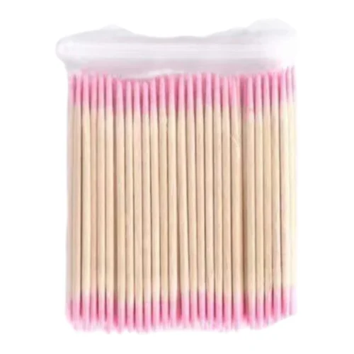 Pink Cotton Tip Wooden Sticks 100pcs