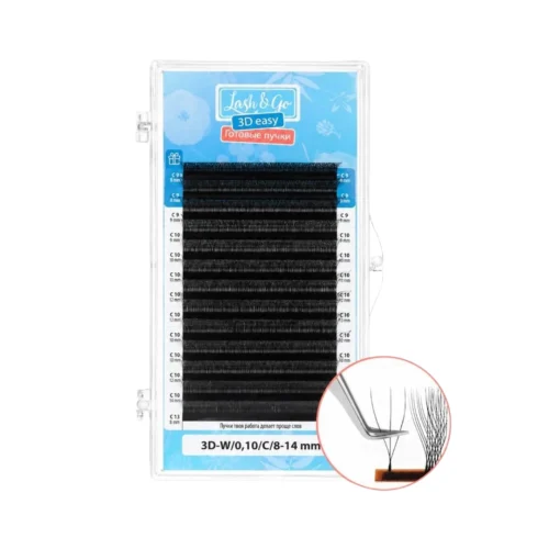 Lash&Go 3D W מניפות מוכנות שחורות MIX ‏8–14 מ״מ