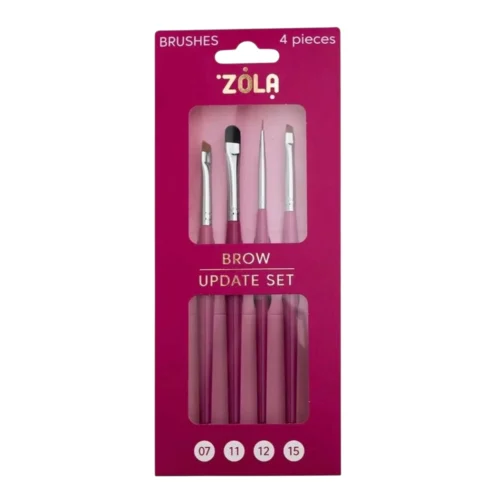 ZOLA Update Professional Brow Brush Set – Dark Pink, 4 pcs