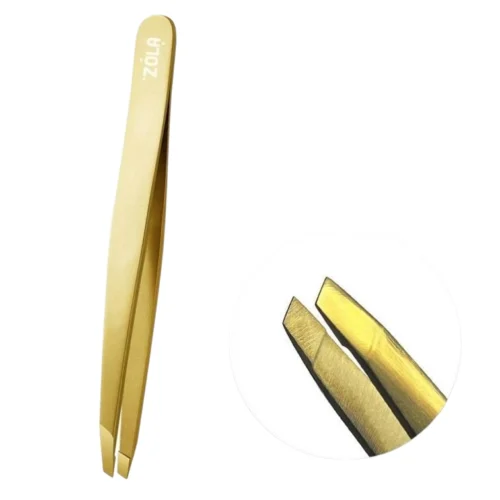 פינצטה מקצועית זוויתית ZOLA Gold לגבות